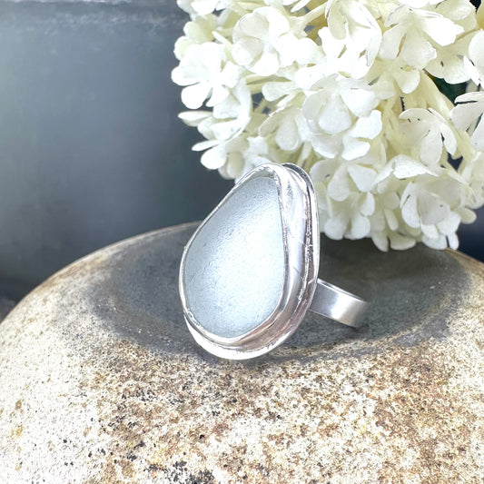 Aqua Sea Glass Ring