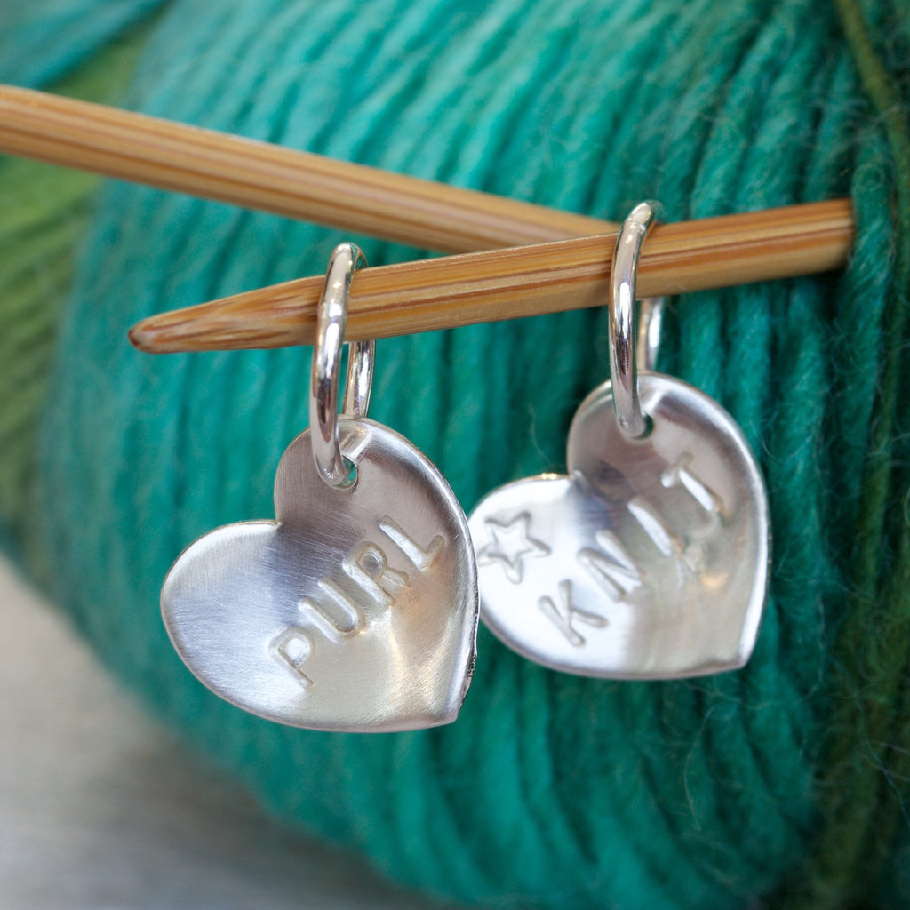 Personalised Craft Silver Heart Stitch Markers