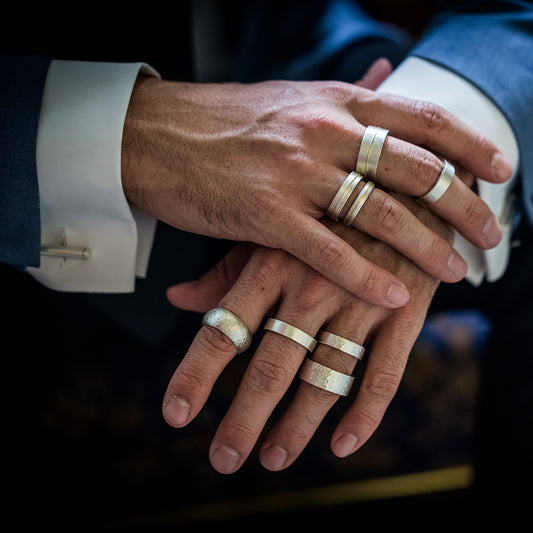 Trendsetter Brushed Silver Hammered Ring
