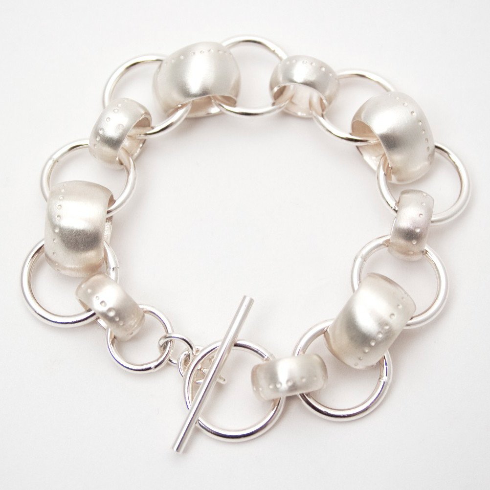 Dotty Double Ring Silver Bracelet