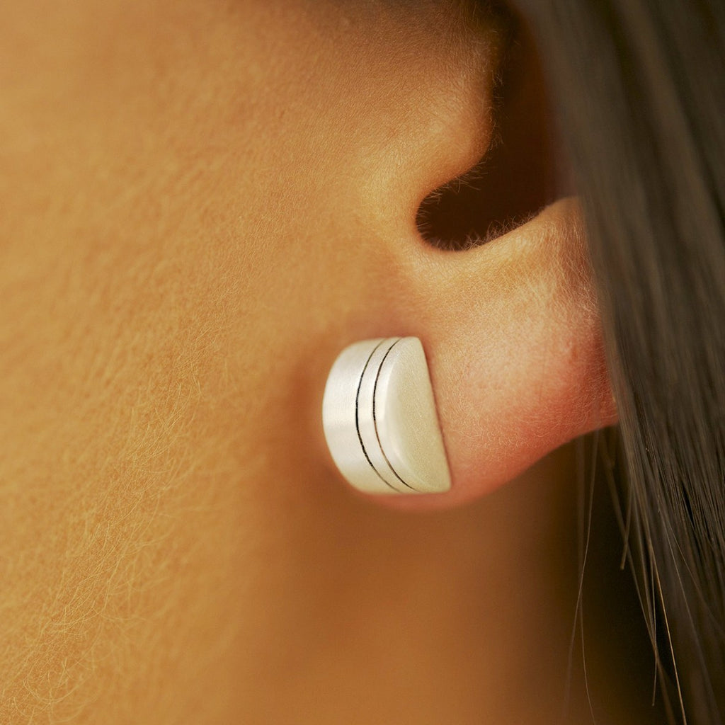 Sterling silver earrings with two line detail