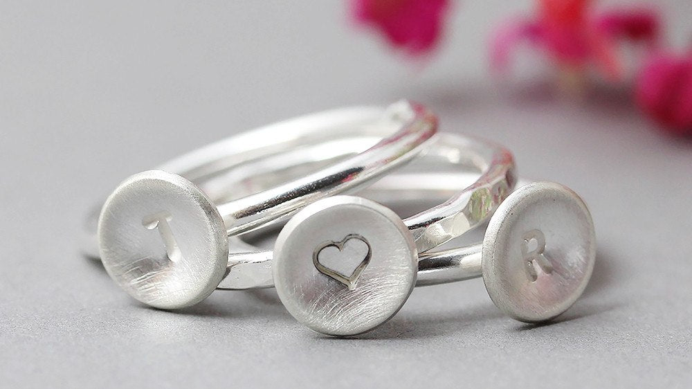 TLK Sterling Silver Stacking Rings - Personalised