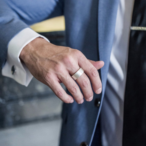 Gents chunky sterling silver hammered ring