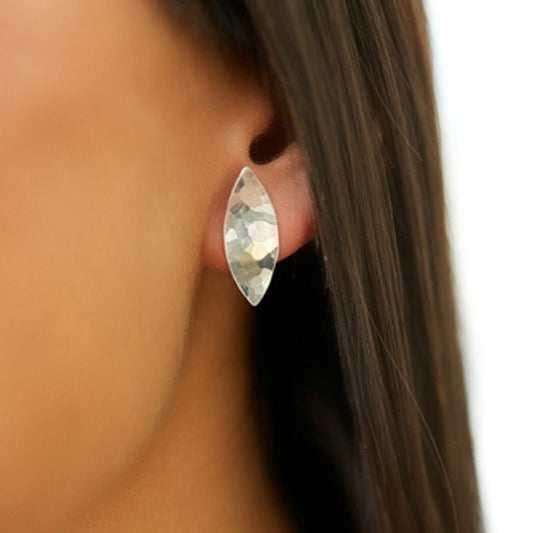 Olive Leaf Stud Earrings in Sterling Silver