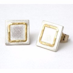 Sterling silver stud earrings with 18cty gold detail