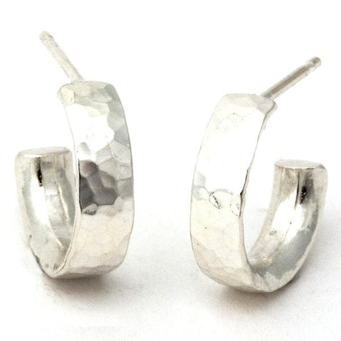 Essence Hammered Silver Hoop Earrings