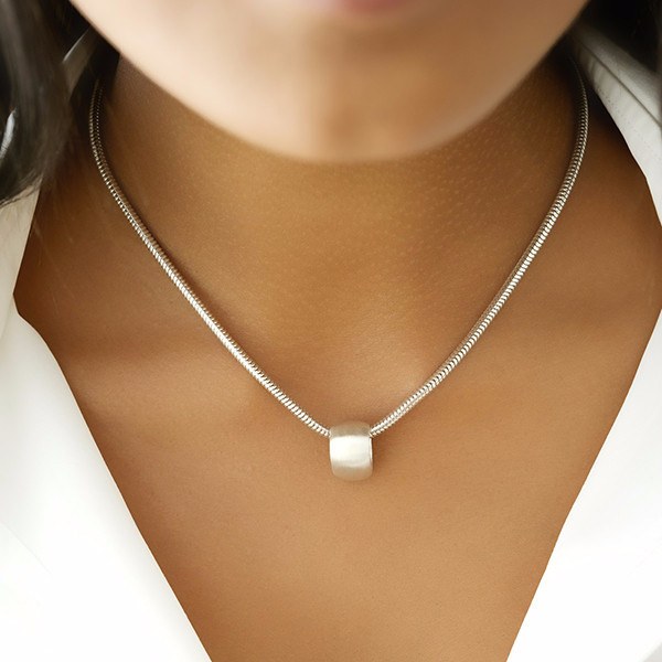 Floating Teardrop Silver Pendant Necklace