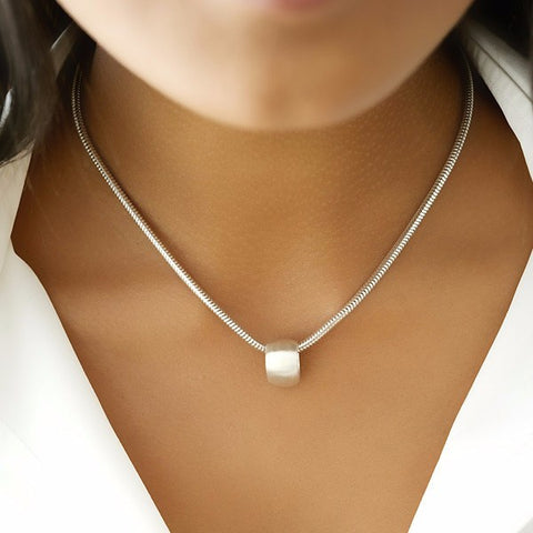 Floating Teardrop Silver Pendant Necklace