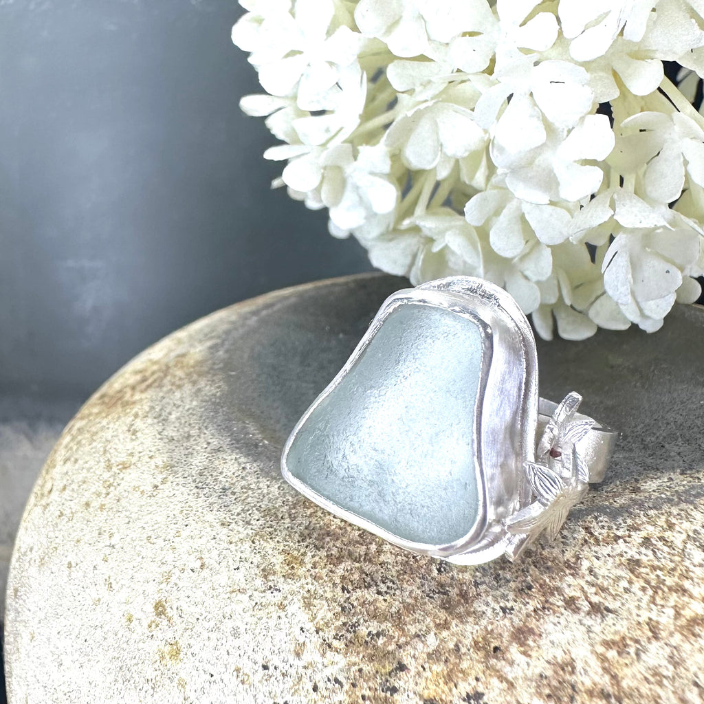 Fiori Aquamarine Sea Glass Ring