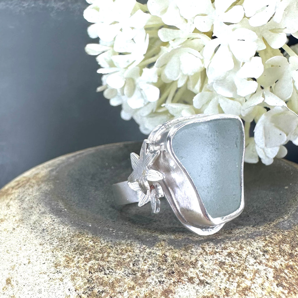 Fiori Aquamarine Sea Glass Ring