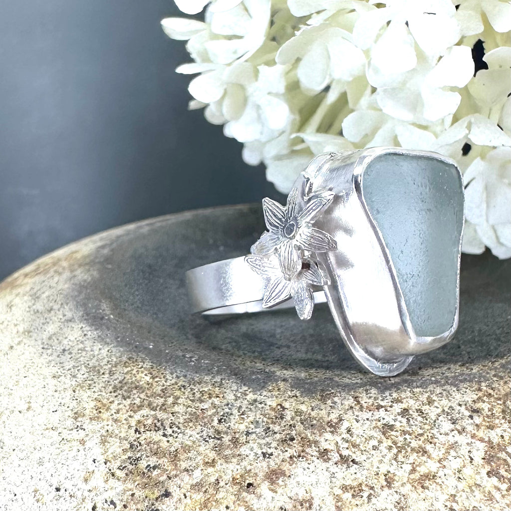 Fiori Aquamarine Sea Glass Ring