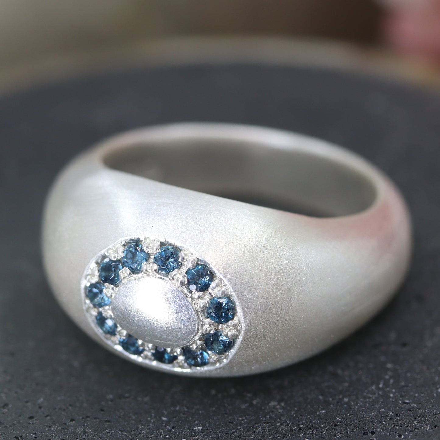 Moulton Ring Halo Set with London Blue Topaz