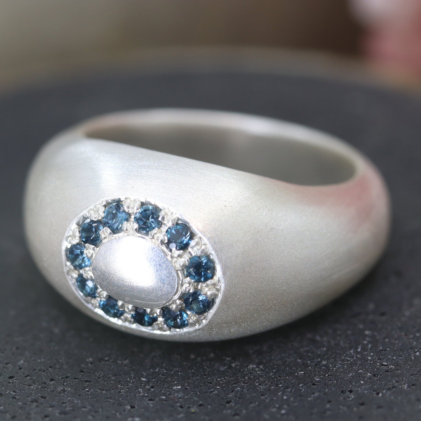 Moulton Ring Halo Set with London Blue Topaz