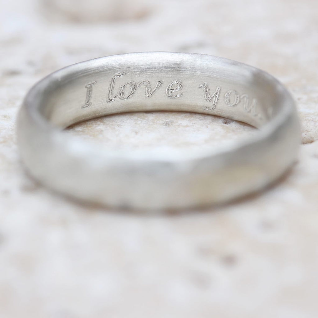 Trendsetter Brushed Silver Hammered Ring