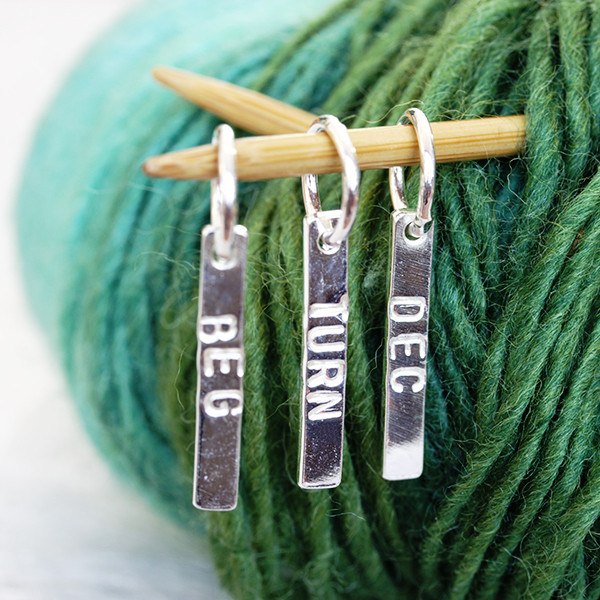 Knit Long Silver Stitch Markers - Personalised