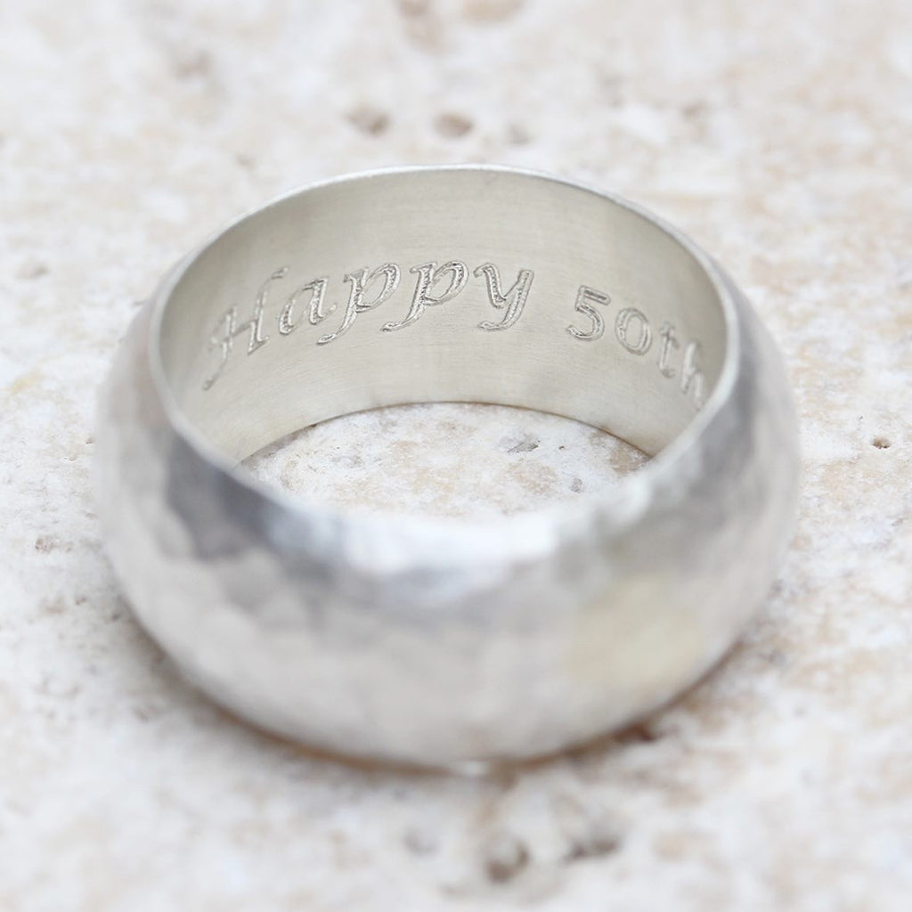 Simplicity Hammered Silver Statement Ring - Personalised