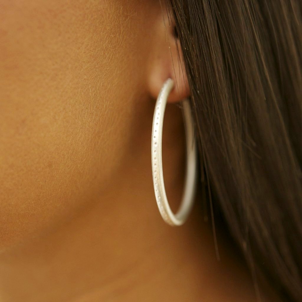 Large Dotty Sterling Silver Hoop Earrings