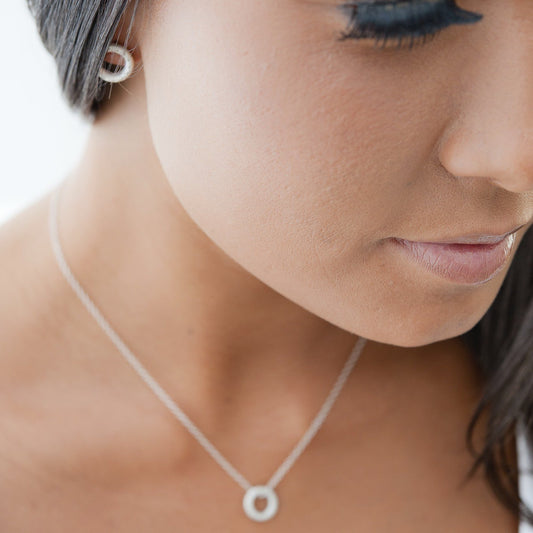 Dotty Silver Circular Pendant Necklace