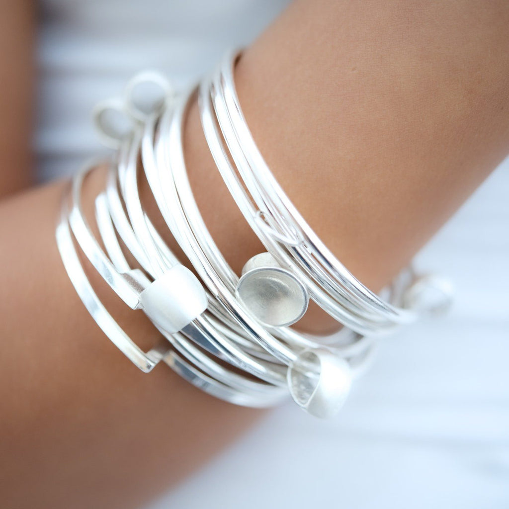 Handmade Silver Charm Bangle