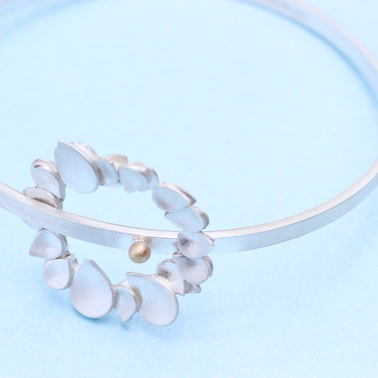 Dewdrop Halo Two Tone Statement Bangle