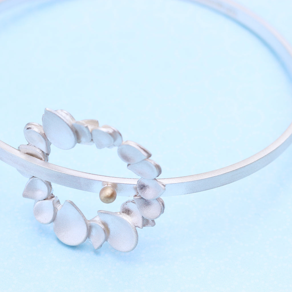 Dewdrop Halo Two Tone Statement Bangle