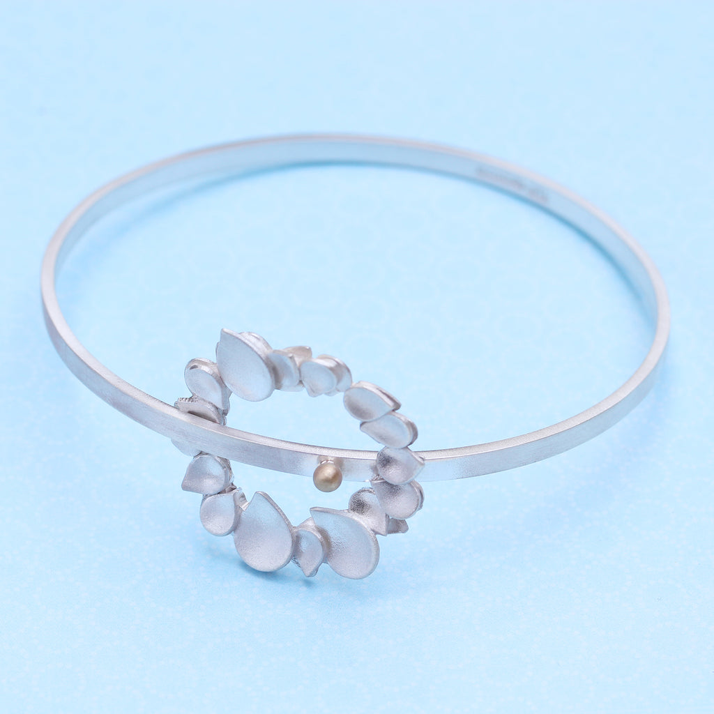 Dewdrop Halo Two Tone Statement Bangle