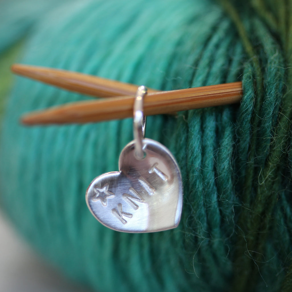 Personalised Craft Silver Heart Stitch Markers