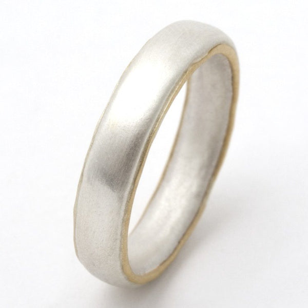 Thin silver ring with 18ct gold edges