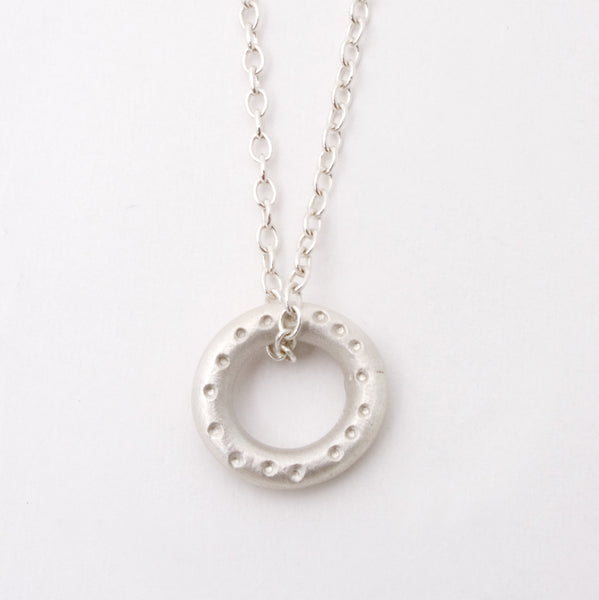 Dotty Silver Circular Pendant Necklace