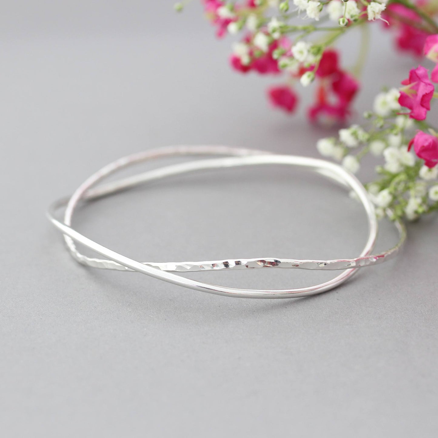 Minimalist Skinny Silver Stacking Bangles