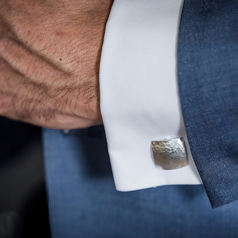 Heritage Hammered Square Silver Cufflinks