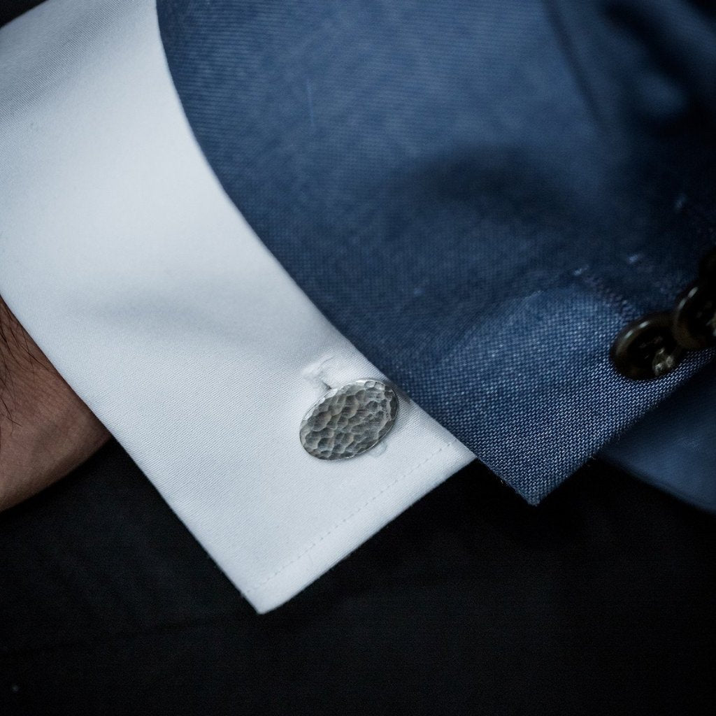 Classic oval silver cufflinks