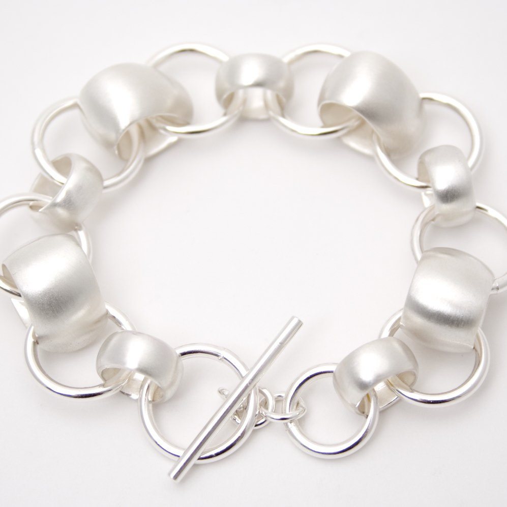 Sterling Silver Teardrop & Ring Bracelet
