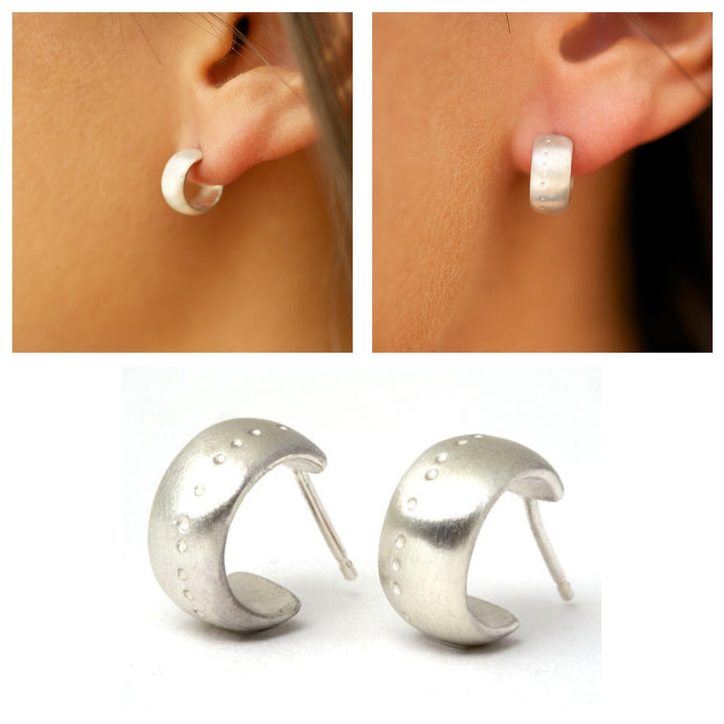 Sterling silver dotty hoops earrings