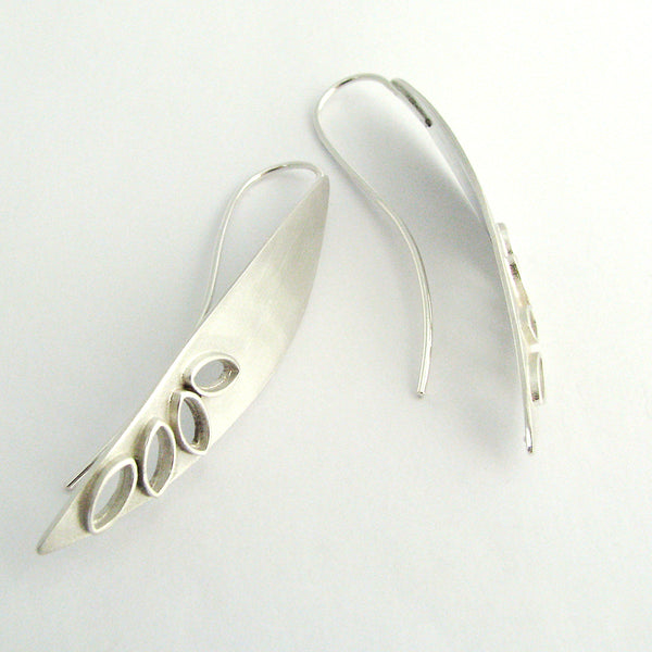 Large Olive Leaf Embellished Silver Hook Earrings