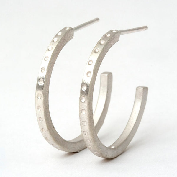 Skinny handmade dotty hoop earrings