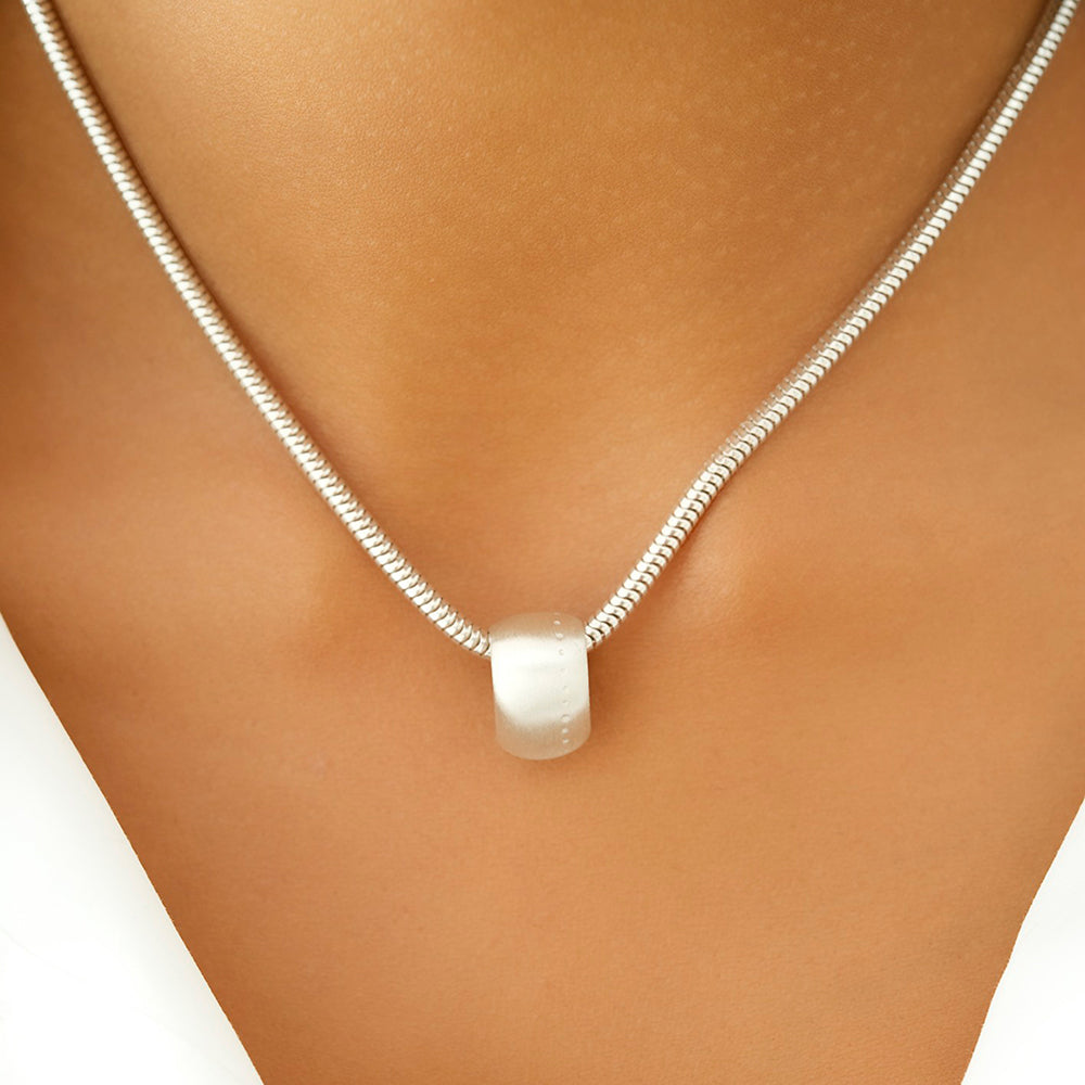 Dotty Silver Teardrop Pendant Necklace
