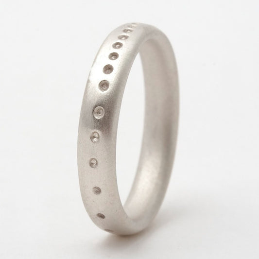 Dotty Slim Silver Wedding Band – Personalised