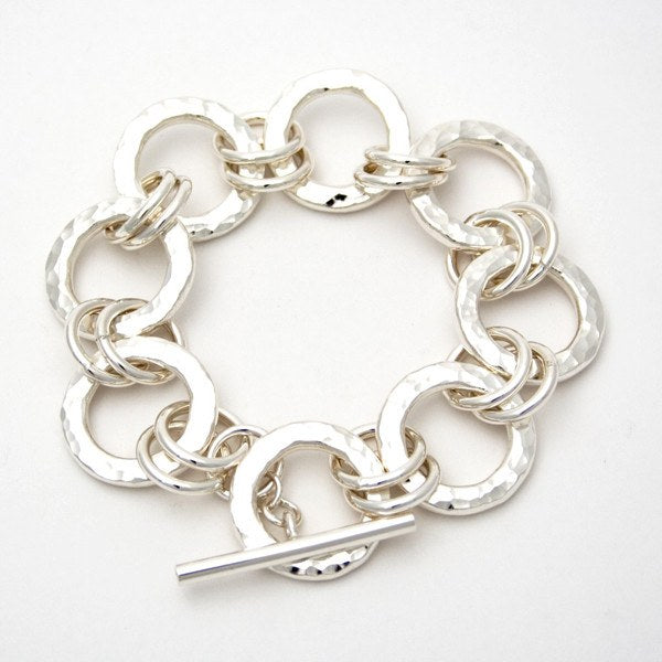 Chunky hammered ring bracelet