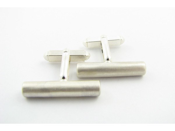 Solid sterling silver plain bar cufflinks