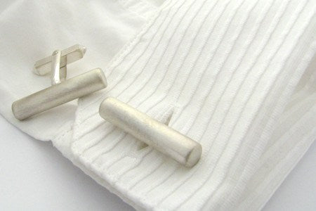 Solid sterling silver plain bar cufflinks