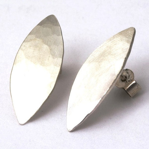 Olive Leaf Stud Earrings in Sterling Silver