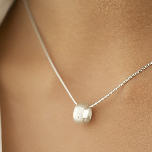 Dotty Silver Floating Pendant Necklace