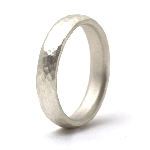 Thin silver hammered band