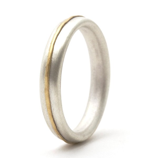 Sterling silver ring with 18ct yellow gold detail