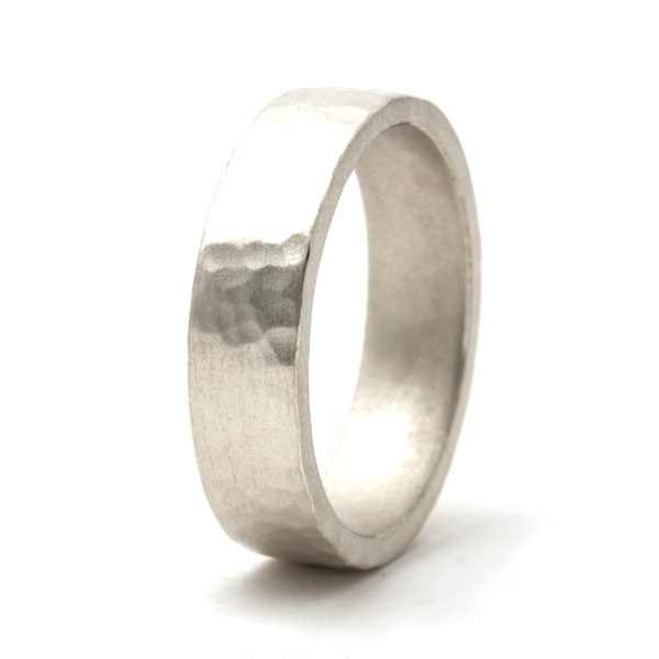 Trendsetter Brushed Silver Hammered Ring