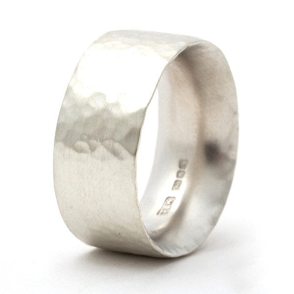 Sterling silver beaten ring