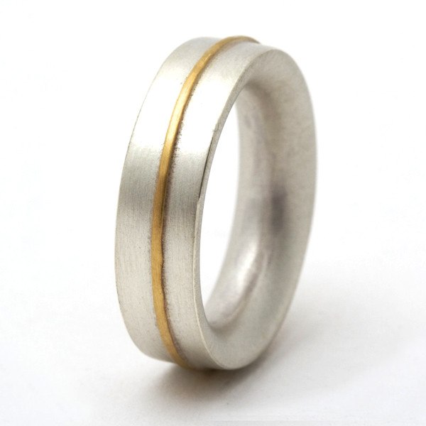 Sterling silver ring with 18ct gold detail